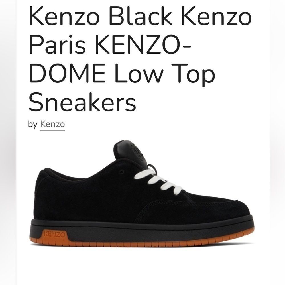 NWOB Kenzo 90’s Paris Dome Black Low Top Suede Skater Grunge Sneakers. Size 5.5.